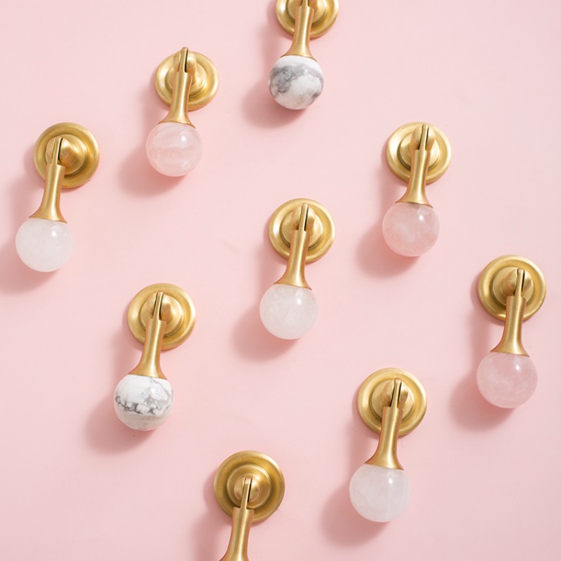 Furniture Hardware Drop Pulls - Белый хрустальный шар + латунные мебельные